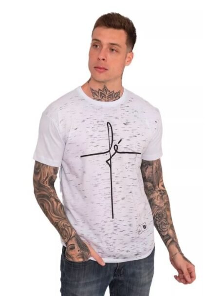 Camiseta Masculina Estampada Fé Com Detalhes Em Algodão