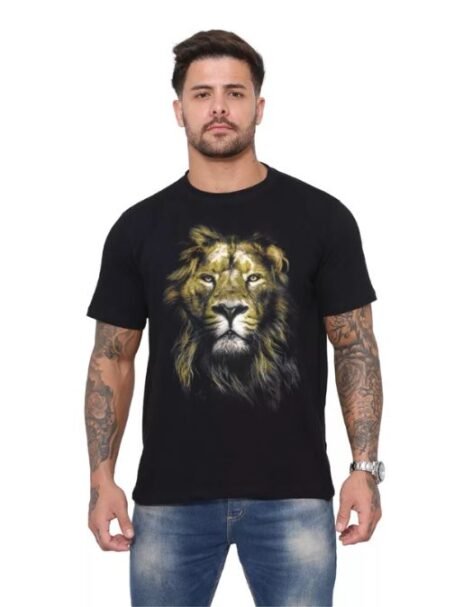 Camisetas Leão Masculina Jesus Algodão Premium Religiosas
