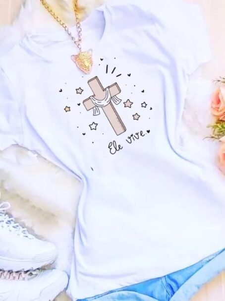 Camiseta Religiosa - Ele Vive Cruz