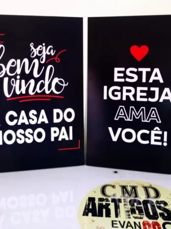 Kit 2 Placas De Boas Vindas Culto Decoração Igreja 40x60cm