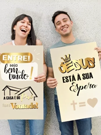 Kit 2 Placas Para Igreja Entrada Culto 40x60cm