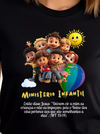 Camiseta Baby Look Ministério Infantil Rede Kids Emoji