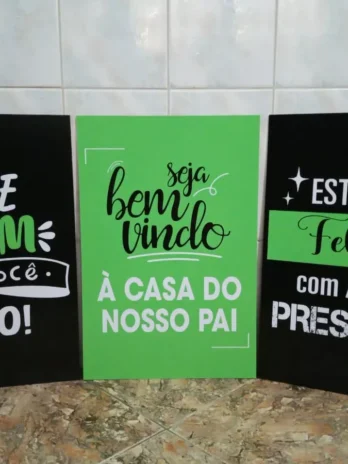 3 Placas De Boas Vindas Para Igreja Culto 40x60cm