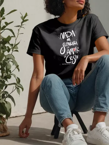 Camiseta Moda Evangélica Nada Me Separará Do Amor De Cristo