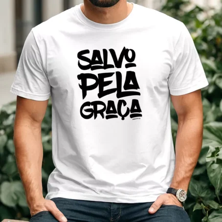 Camiseta Moda Evangélica Salvo Pela Graça