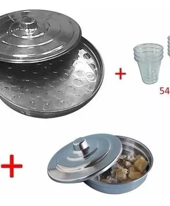 Kit Santa Ceia C Bandeja Grande 54 Calices + Bandeja De Pao
