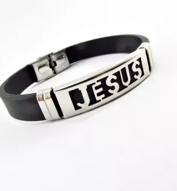 Pulseira Inox Jesus Silicone Com Inox